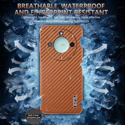 For Honor X60 AZNS Electroplated Edge Carbon Fiber Texture Phone Case(Brown) by AZNS
