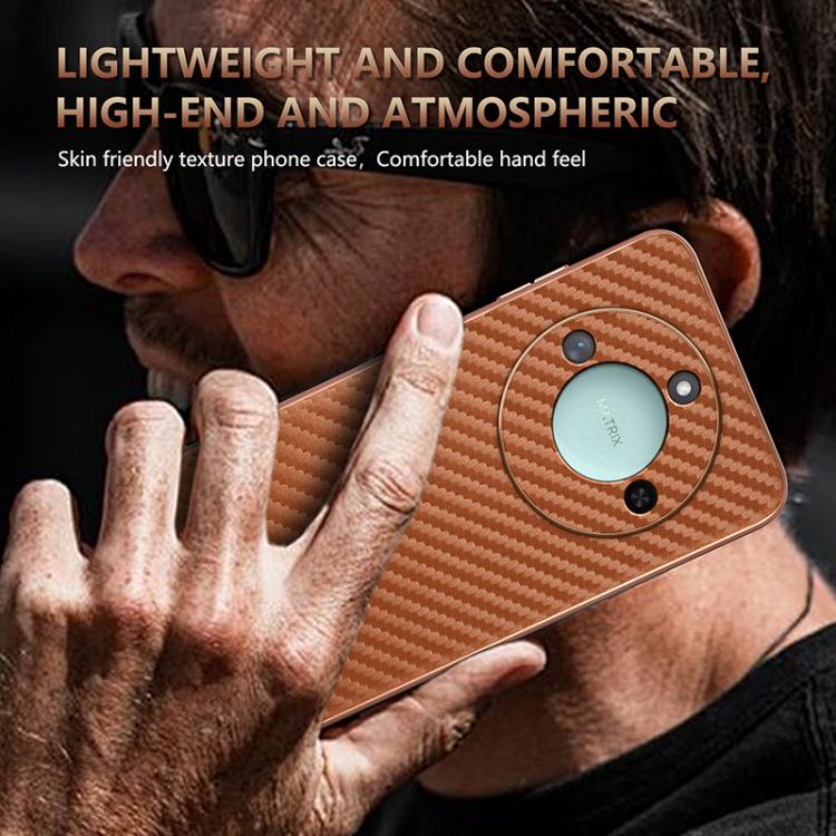 For Honor X60 AZNS Electroplated Edge Carbon Fiber Texture Phone Case(Brown) by AZNS