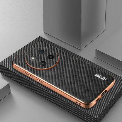 For Honor X60 Pro AZNS Electroplated Edge Carbon Fiber Texture Phone Case(Black) by AZNS