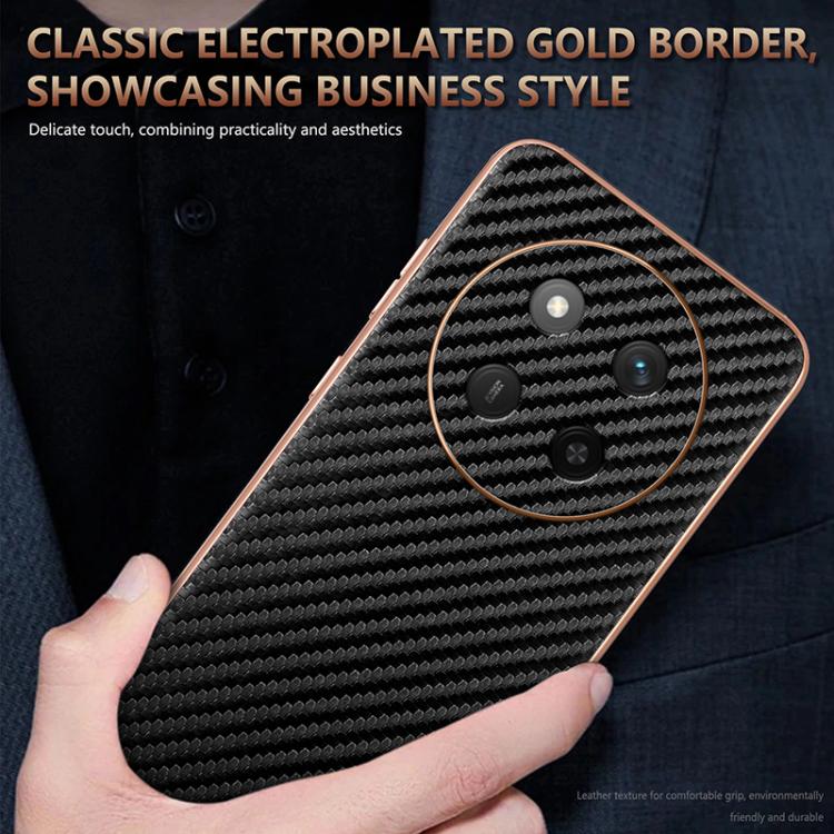 For Honor X60 Pro AZNS Electroplated Edge Carbon Fiber Texture Phone Case(Black) by AZNS