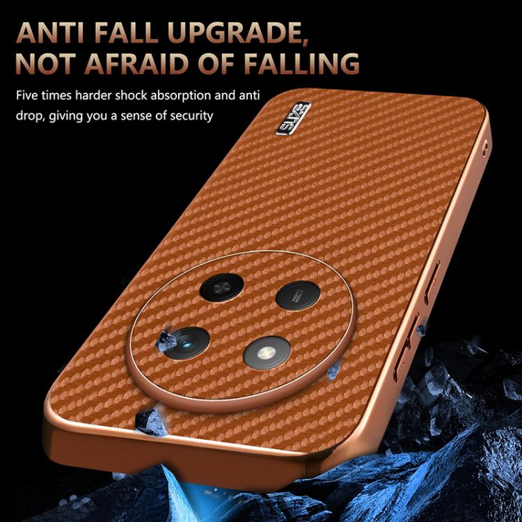 For Honor X60 Pro AZNS Electroplated Edge Carbon Fiber Texture Phone Case(Brown) by AZNS