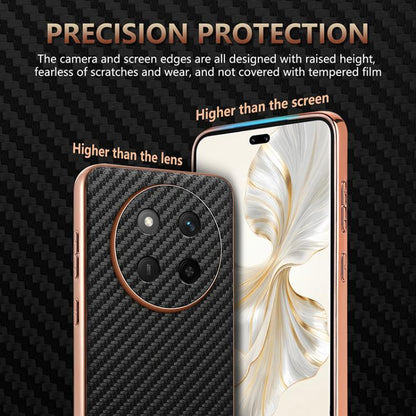 For Honor X60 Pro AZNS Electroplated Edge Carbon Fiber Texture Phone Case(Brown) by AZNS