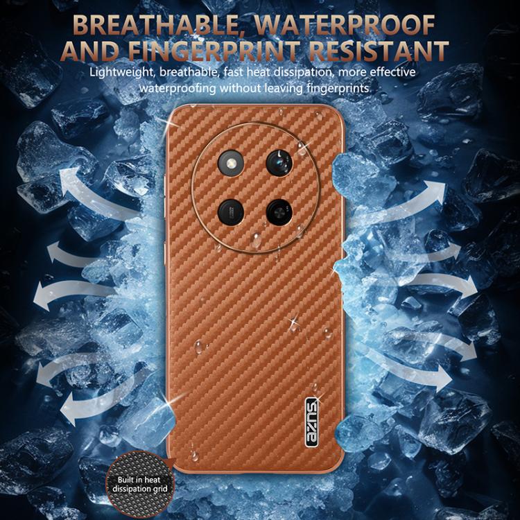 For Honor X60 Pro AZNS Electroplated Edge Carbon Fiber Texture Phone Case(Brown) by AZNS