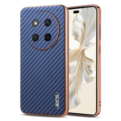 For Honor X60 Pro AZNS Electroplated Edge Carbon Fiber Texture Phone Case(Blue) by AZNS