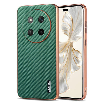 For Honor X60 Pro AZNS Electroplated Edge Carbon Fiber Texture Phone Case(Green) by AZNS