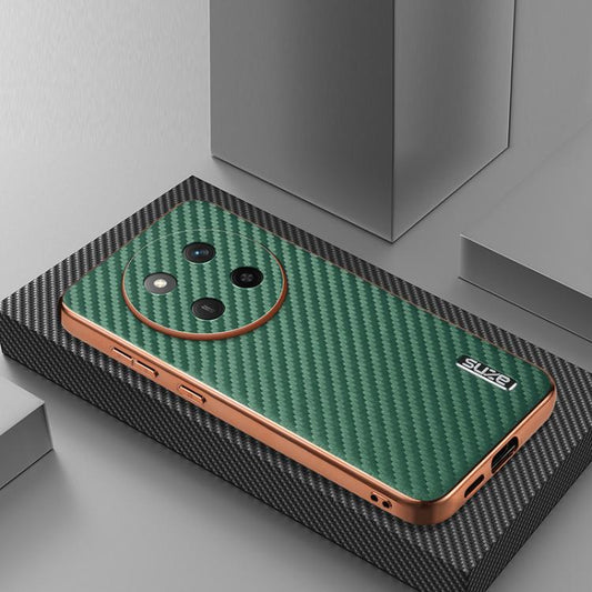 For Honor X60 Pro AZNS Electroplated Edge Carbon Fiber Texture Phone Case(Green) by AZNS