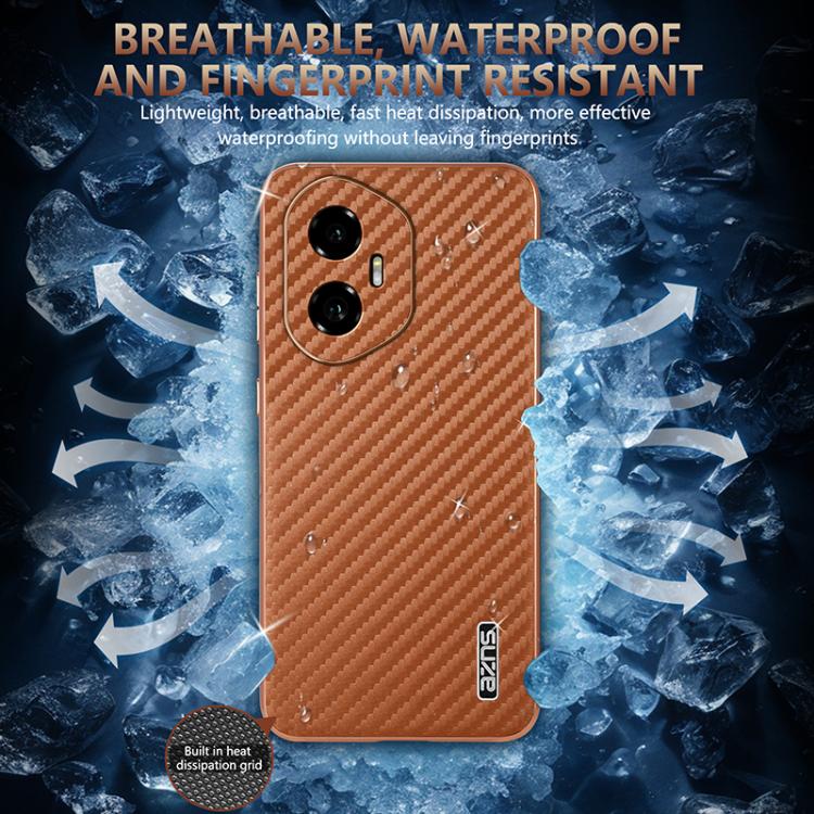 For Honor 300 AZNS Electroplated Edge Carbon Fiber Texture Phone Case(Black) by AZNS