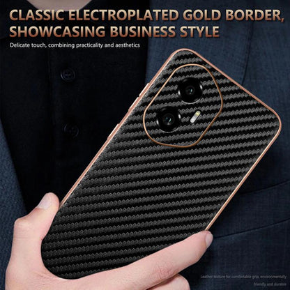 For Honor 300 AZNS Electroplated Edge Carbon Fiber Texture Phone Case(Brown) by AZNS