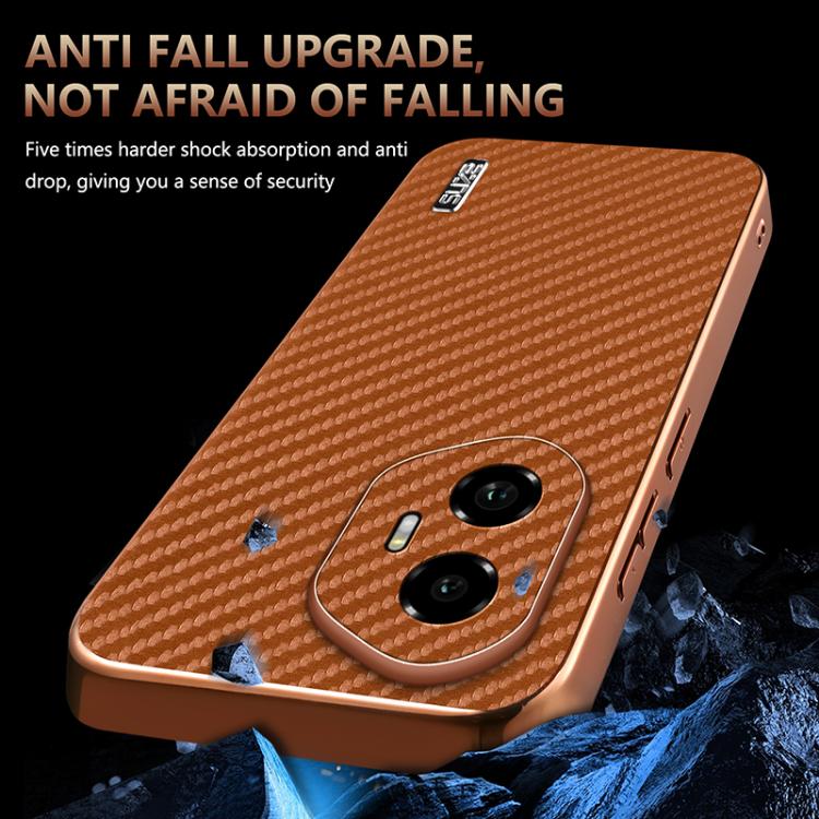 For Honor 300 AZNS Electroplated Edge Carbon Fiber Texture Phone Case(Blue) by AZNS