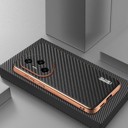 For Honor 300 Pro AZNS Electroplated Edge Carbon Fiber Texture Phone Case(Black) by AZNS