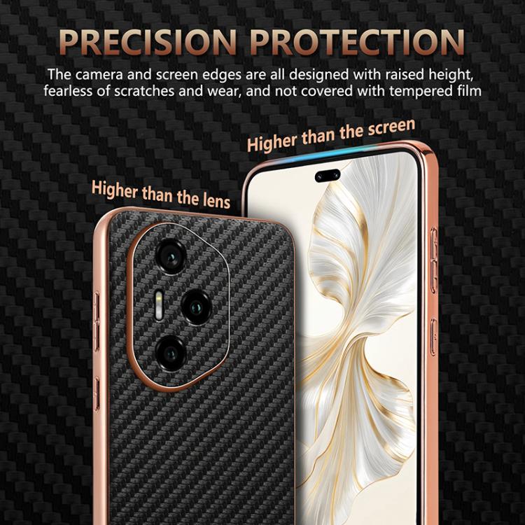 For Honor 300 Pro AZNS Electroplated Edge Carbon Fiber Texture Phone Case(Black) by AZNS