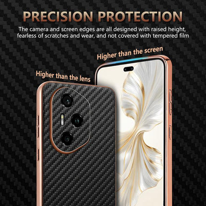 For Honor 300 Pro AZNS Electroplated Edge Carbon Fiber Texture Phone Case(Brown) by AZNS