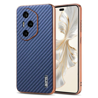 For Honor 300 Pro AZNS Electroplated Edge Carbon Fiber Texture Phone Case(Blue) by AZNS