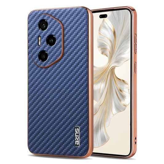 For Honor 300 Pro AZNS Electroplated Edge Carbon Fiber Texture Phone Case(Blue) by AZNS