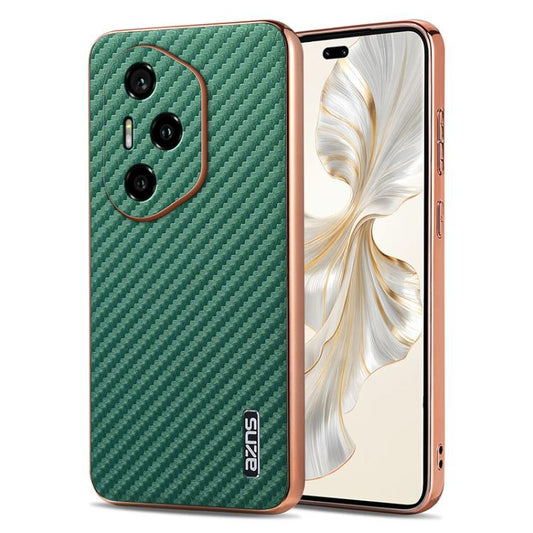 For Honor 300 Pro AZNS Electroplated Edge Carbon Fiber Texture Phone Case(Green) by AZNS