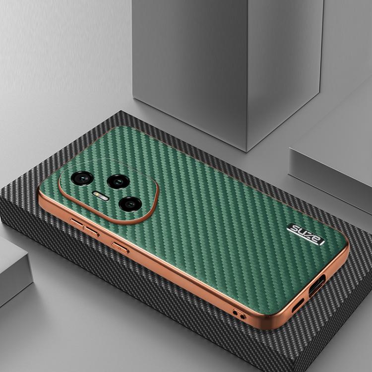 For Honor 300 Pro AZNS Electroplated Edge Carbon Fiber Texture Phone Case(Green) by AZNS