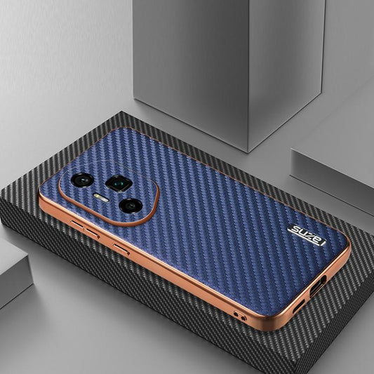 For Honor 300 Ultra AZNS Electroplated Edge Carbon Fiber Texture Phone Case(Blue) by AZNS