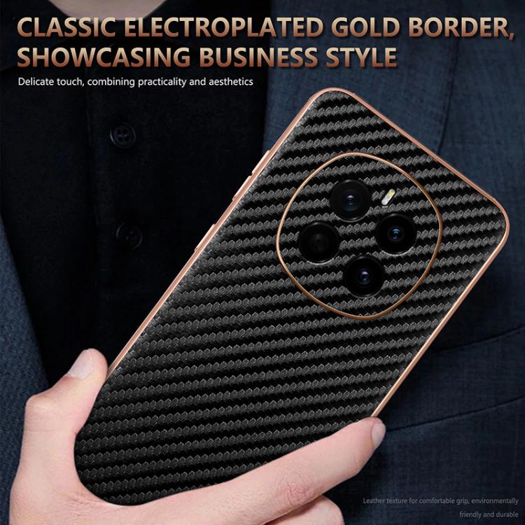 For Honor Magic7 AZNS Electroplated Edge Carbon Fiber Texture Phone Case(Black) by AZNS