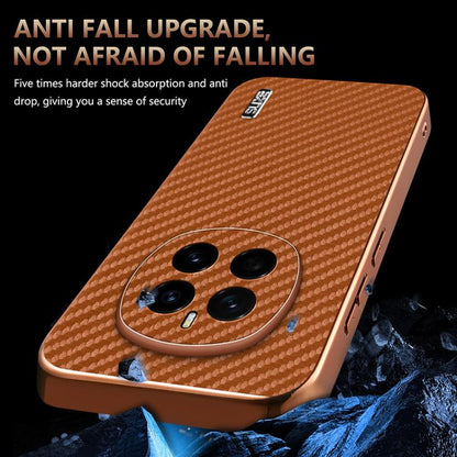 For Honor Magic7 AZNS Electroplated Edge Carbon Fiber Texture Phone Case(Brown) by AZNS