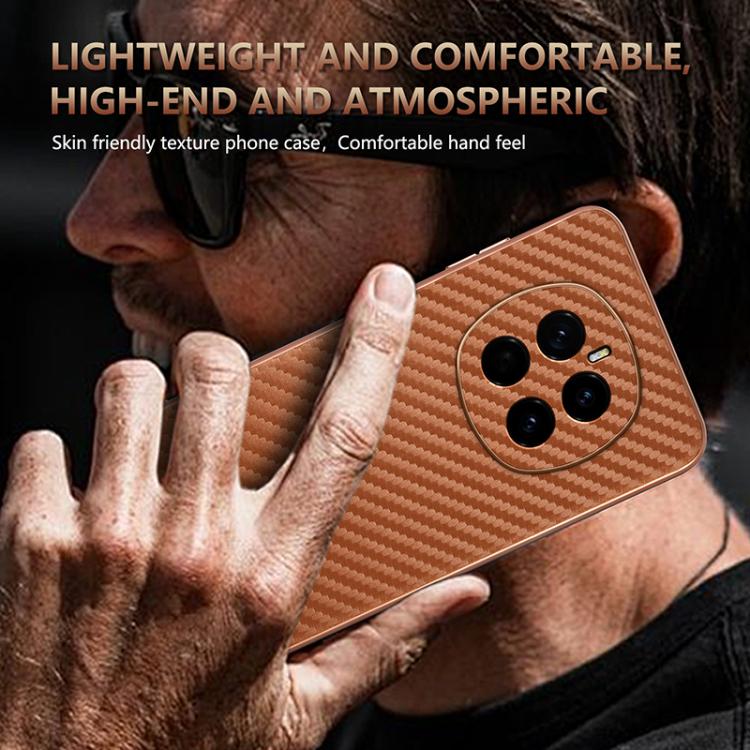 For Honor Magic7 AZNS Electroplated Edge Carbon Fiber Texture Phone Case(Brown) by AZNS