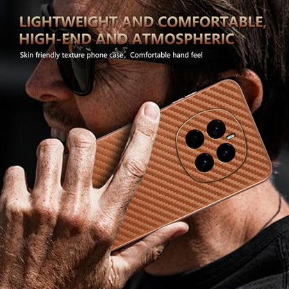 For Honor Magic7 AZNS Electroplated Edge Carbon Fiber Texture Phone Case(Brown) by AZNS
