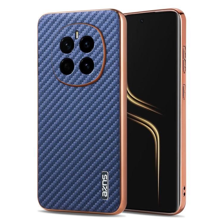 For Honor Magic7 AZNS Electroplated Edge Carbon Fiber Texture Phone Case(Blue) by AZNS