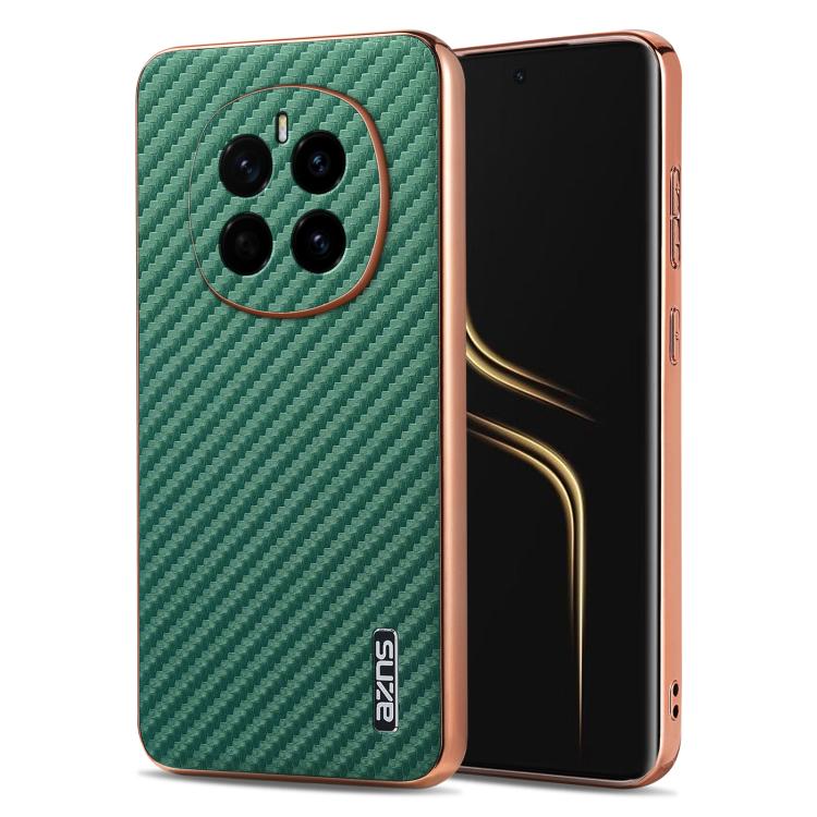 For Honor Magic7 AZNS Electroplated Edge Carbon Fiber Texture Phone Case(Green) by AZNS