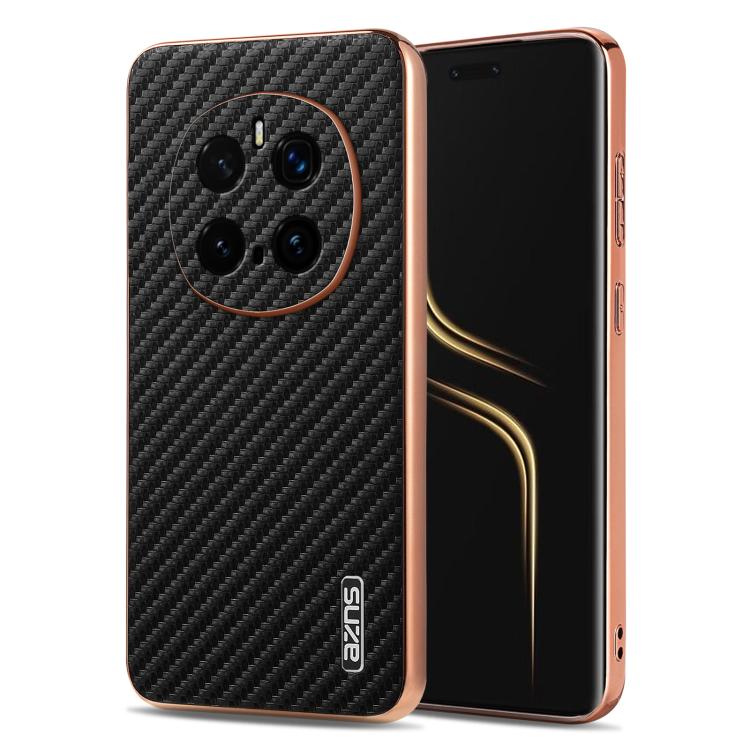 For Honor Magic7 Pro AZNS Electroplated Edge Carbon Fiber Texture Phone Case(Black) by AZNS