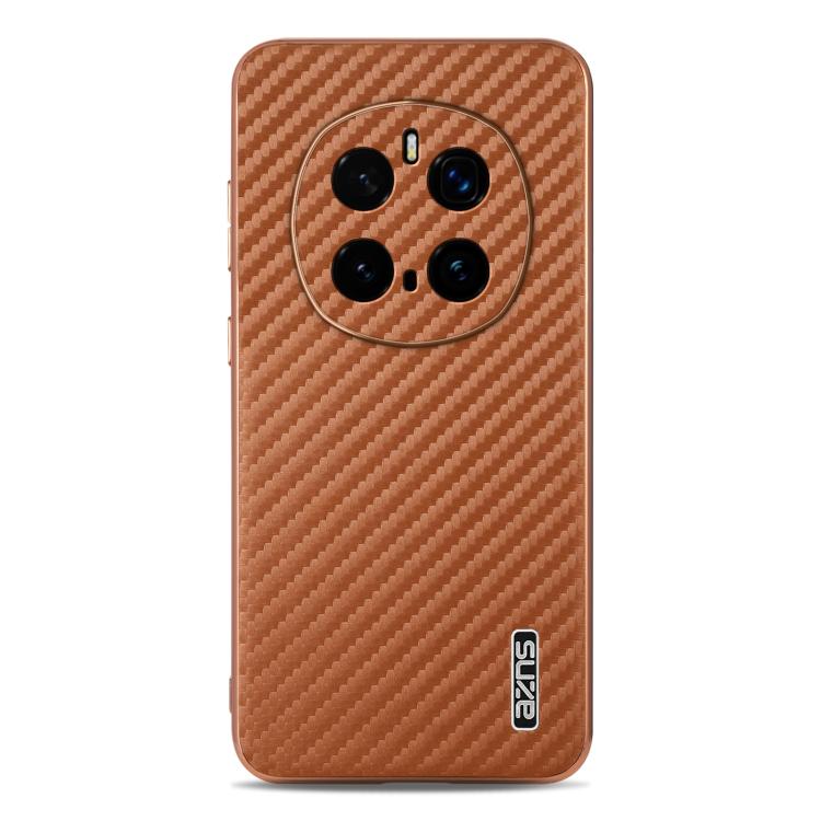 For Honor Magic7 Pro AZNS Electroplated Edge Carbon Fiber Texture Phone Case(Brown) by AZNS