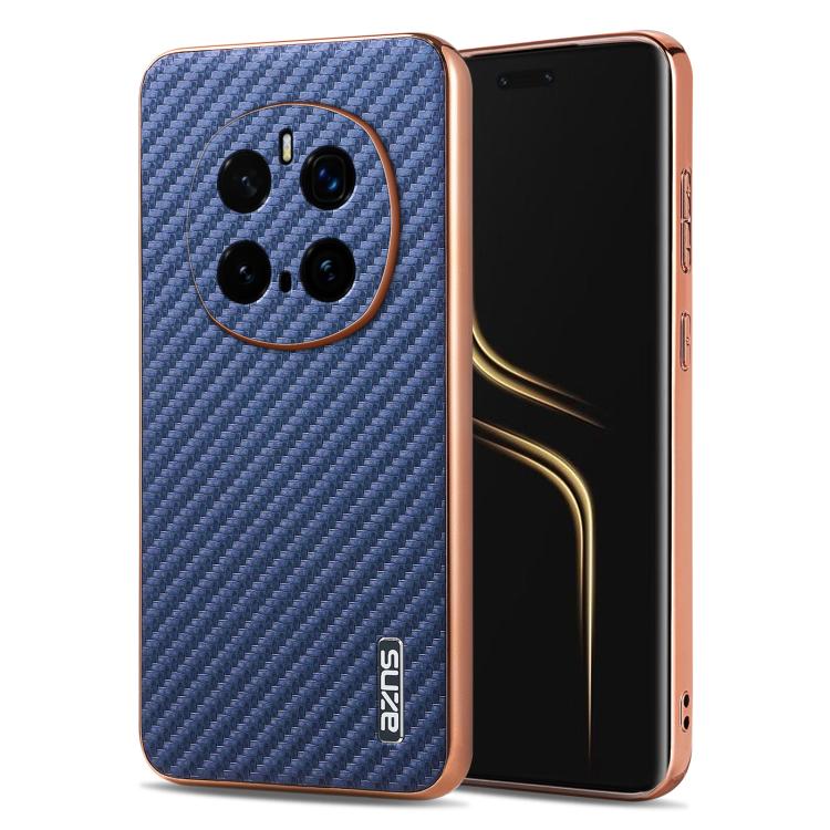For Honor Magic7 Pro AZNS Electroplated Edge Carbon Fiber Texture Phone Case(Blue) by AZNS