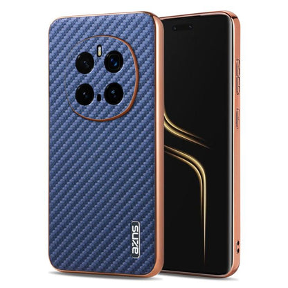For Honor Magic7 Pro AZNS Electroplated Edge Carbon Fiber Texture Phone Case(Blue) by AZNS