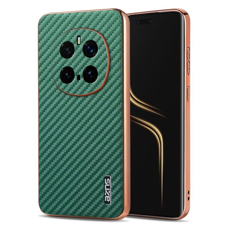 For Honor Magic7 Pro AZNS Electroplated Edge Carbon Fiber Texture Phone Case(Green) by AZNS