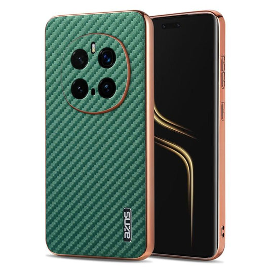 For Honor Magic7 Pro AZNS Electroplated Edge Carbon Fiber Texture Phone Case(Green) by AZNS