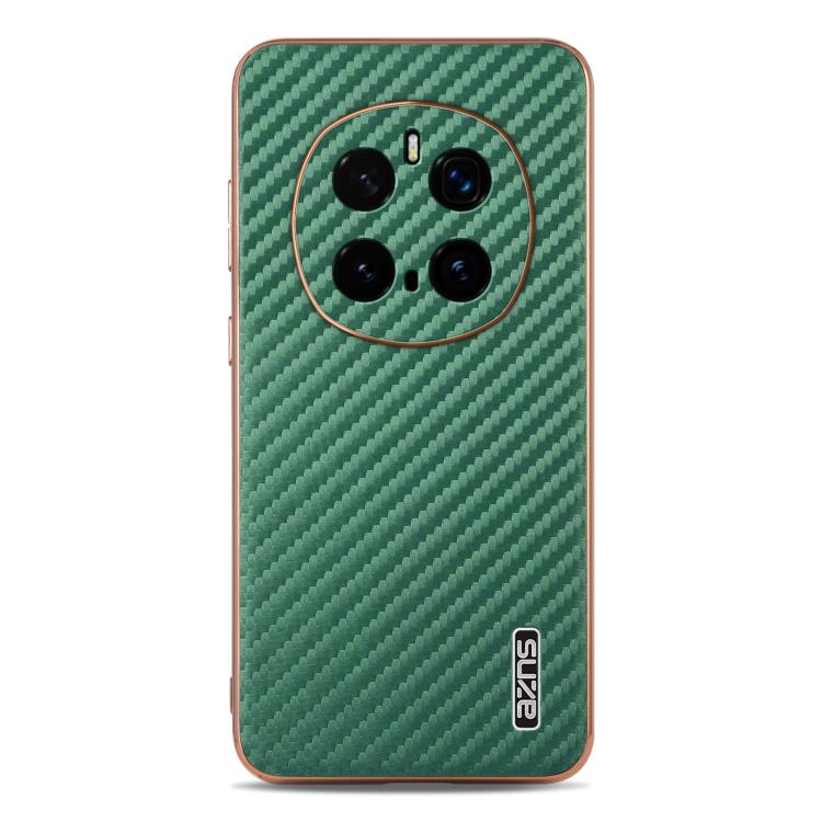 For Honor Magic7 Pro AZNS Electroplated Edge Carbon Fiber Texture Phone Case(Green) by AZNS