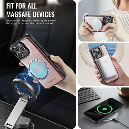 For iPhone 15 Pro Max AutSpace A12 MagSafe Magnetic RFID Card Bag Phone Case(Rose Gold) by AutSpace