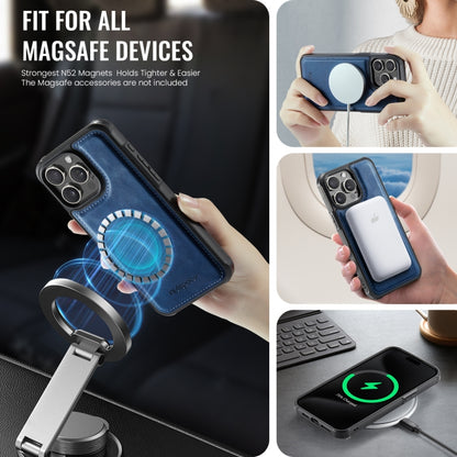 For iPhone 15 Pro Max AutSpace A12 MagSafe Magnetic RFID Card Bag Phone Case(Blue) by AutSpace