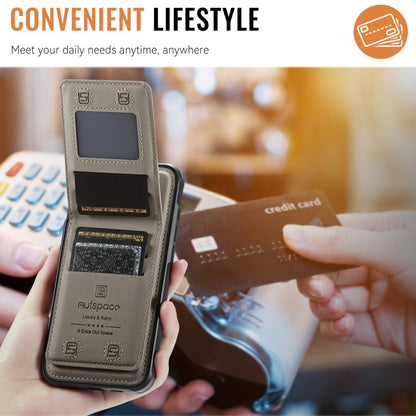 For iPhone 15 Pro Max AutSpace A12 MagSafe Magnetic RFID Card Bag Phone Case(Khaki) by AutSpace