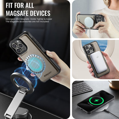 For iPhone 15 Pro Max AutSpace A12 MagSafe Magnetic RFID Card Bag Phone Case(Khaki) by AutSpace