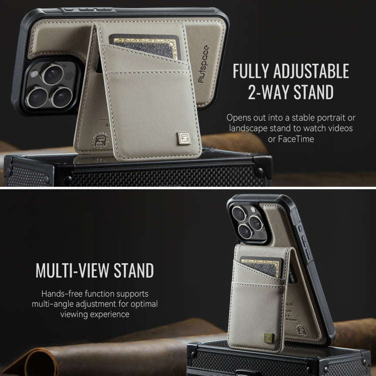 For iPhone 15 Pro Max AutSpace A12 MagSafe Magnetic RFID Card Bag Phone Case(Khaki) by AutSpace