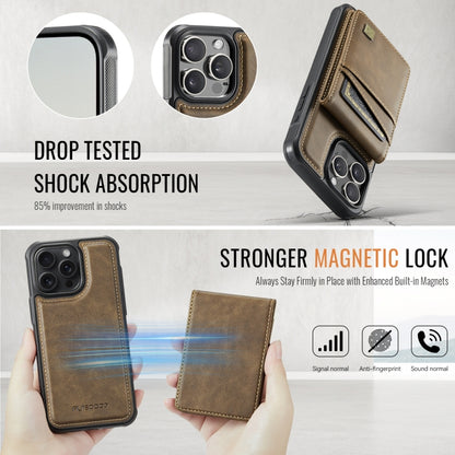 For iPhone 15 Pro AutSpace A12 MagSafe Magnetic RFID Card Bag Phone Case(Coffee) by AutSpace