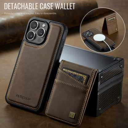 For iPhone 15 Pro AutSpace A12 MagSafe Magnetic RFID Card Bag Phone Case(Coffee) by AutSpace