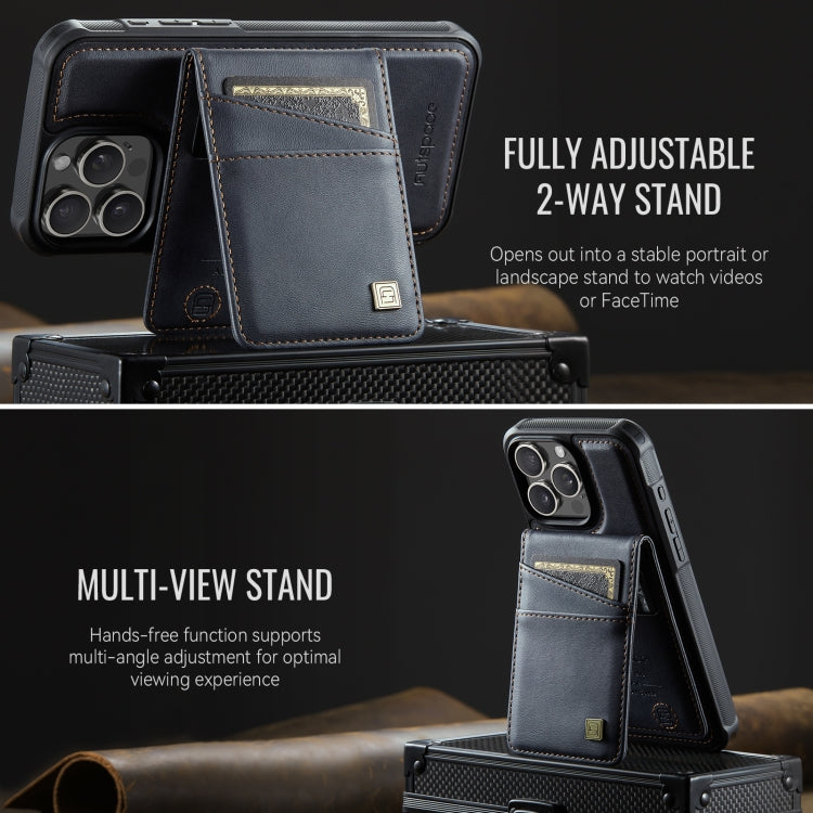 For iPhone 15 Pro AutSpace A12 MagSafe Magnetic RFID Card Bag Phone Case(Black) by AutSpace