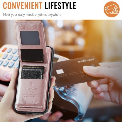 For iPhone 15 Plus AutSpace A12 MagSafe Magnetic RFID Card Bag Phone Case(Rose Gold) by AutSpace