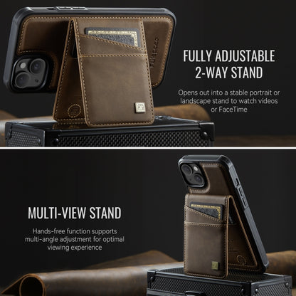 For iPhone 15 Plus AutSpace A12 MagSafe Magnetic RFID Card Bag Phone Case(Coffee) by AutSpace