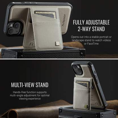 For iPhone 15 Plus AutSpace A12 MagSafe Magnetic RFID Card Bag Phone Case(Khaki) by AutSpace