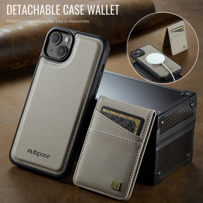 For iPhone 15 Plus AutSpace A12 MagSafe Magnetic RFID Card Bag Phone Case(Khaki) by AutSpace
