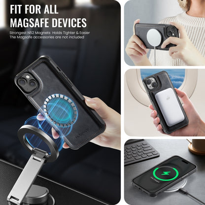 For iPhone 15 Plus AutSpace A12 MagSafe Magnetic RFID Card Bag Phone Case(Black) by AutSpace