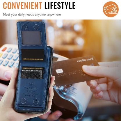 For iPhone 15 AutSpace A12 MagSafe Magnetic RFID Card Bag Phone Case(Blue) by AutSpace