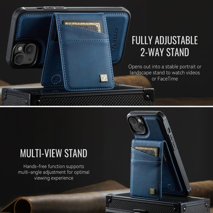 For iPhone 14 Plus AutSpace A12 MagSafe Magnetic RFID Card Bag Phone Case(Blue) by AutSpace