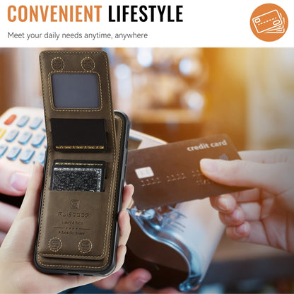 For iPhone 14 AutSpace A12 MagSafe Magnetic RFID Card Bag Phone Case(Coffee) by AutSpace